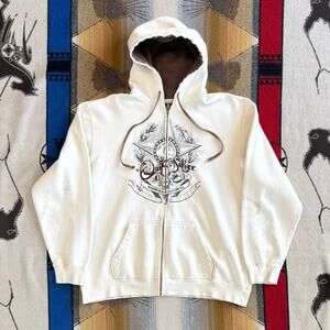 Vintage Y2K Men’s Quiksilver Full Zip Hoodie Sweatshirt Size XL Distressed